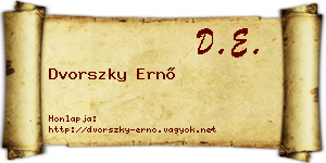 Dvorszky Ernő névjegykártya
